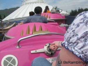 Flying in the saucer ride while my friend "drove"
