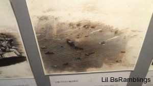 A gray image of a large beach landing