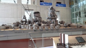 A closer version of the superstructure of the Yamato to indicate size compared to aperson.